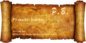 Prauda Benke névjegykártya
